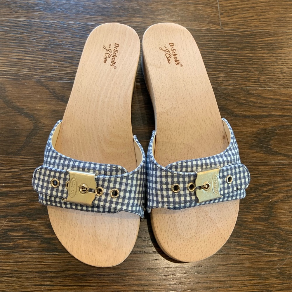 J. Crew X Dr. Scholl’s Gingham Wood Sandals